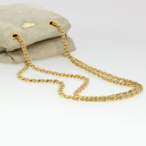 PRADA Quilted Chain Shoulder Bag Suede Gray Auth yk6604 - Picture 8 of 16